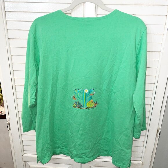 Sabaku Artwear Top Women’s 3/4 Sleeve Cactus USA Large - Picture 2 of 8